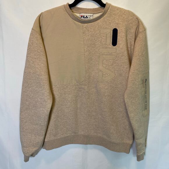 FILA Women's Size Small Tan Pullover Sweatshirt Cotton Blend Arm Zipper Pocket - Picture 1 of 7